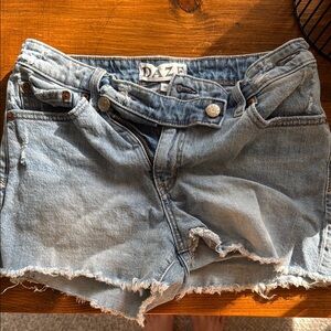 Blue Jean Cut-Off Shorts with Frayed Hem